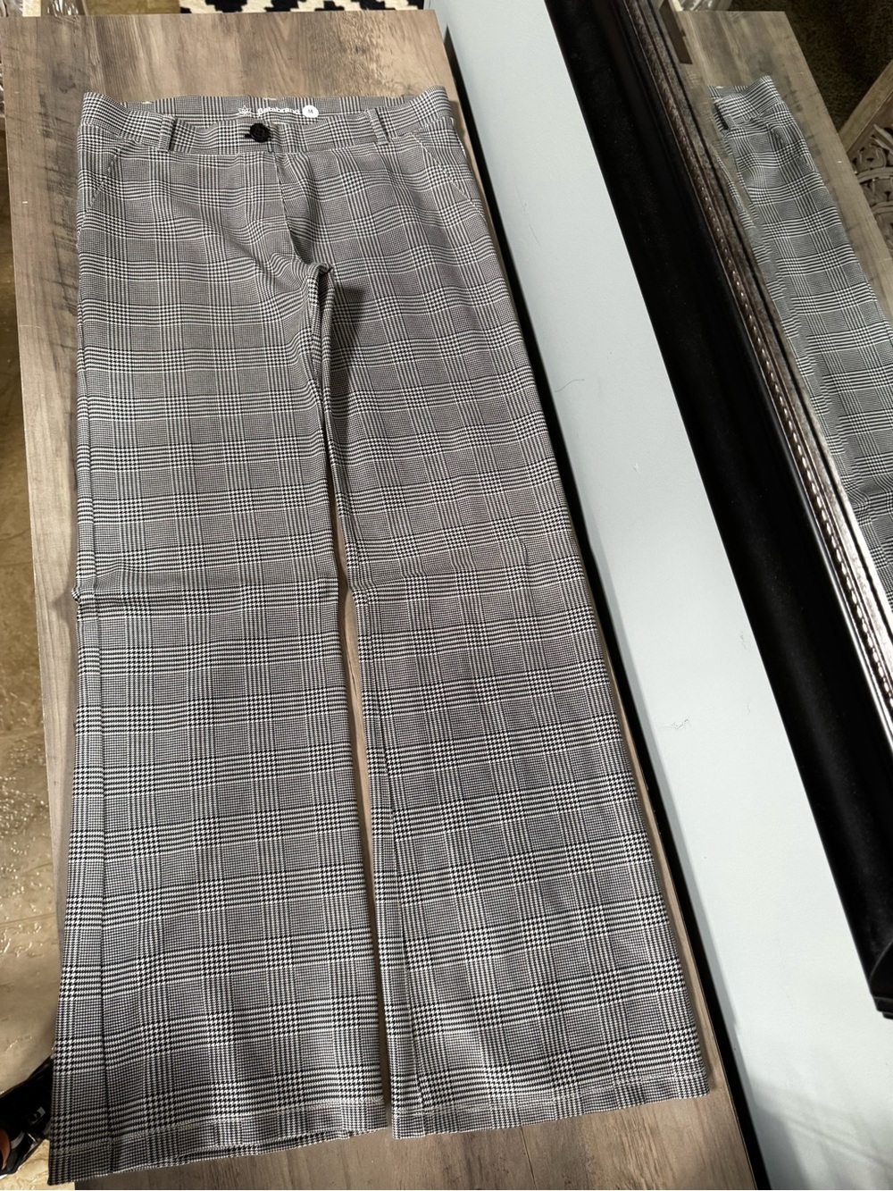 Betabrand Gray Plaid Boot Cut Pants - Picture 3 of 12